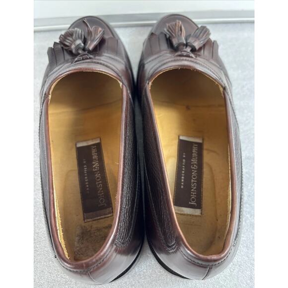 Johnston Murphy Brown Leather Tassel Loafer Shoe Mens 8. 5 M Italy Vintage
